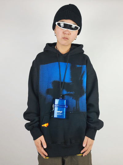 Sudadera Hip-Hop con Capucha y Forro Polar - Estampado Phantom Night View