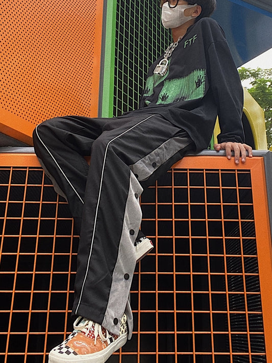 Pantalón Ancho Reflectante de Terciopelo con Abertura Lateral - Estilo Street Otoño