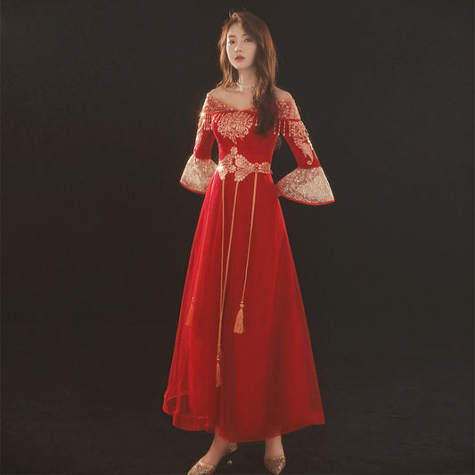Vestido Elegante Asimétrico Estilo Chino Talla Grande