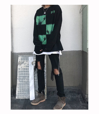 Suéter Suelto Cuello Redondo Manga Larga Estilo Urbano Ghost Green - Image 12