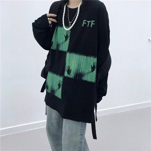 Suéter Suelto Cuello Redondo Manga Larga Estilo Urbano Ghost Green - Image 16