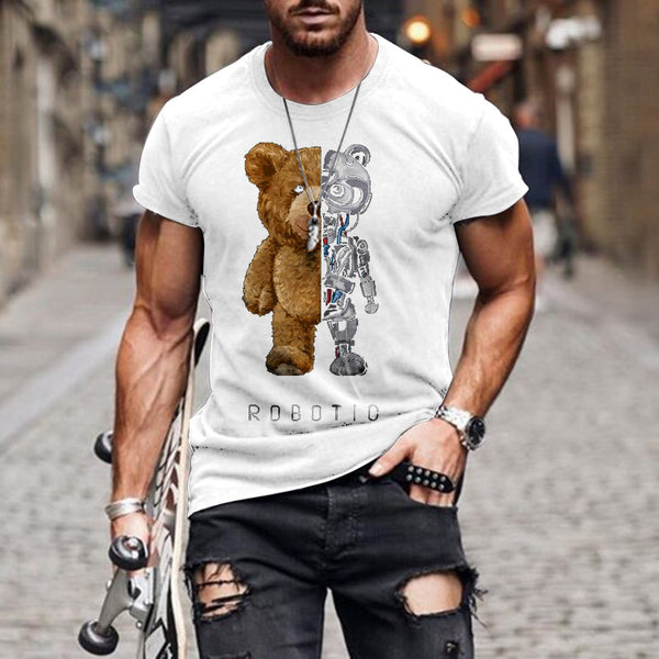 Playera Negra sin Cuello con Estampa Teddy Bear
