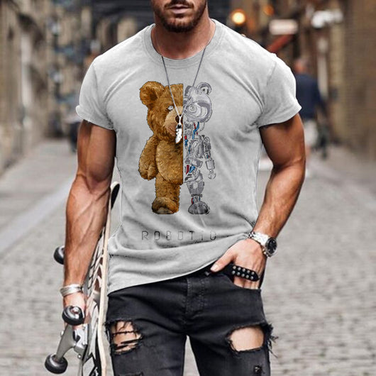 Playera Negra sin Cuello con Estampa Teddy Bear - Image 4