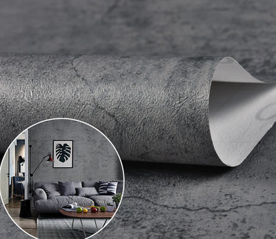 Papel Tapiz Autoadhesivo Estilo Nórdico Cemento Gris para Dormitorio y Tienda - Image 11
