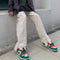 Jeans Blanco de Corte Deconstruido con Costuras Expuestas - Unisex