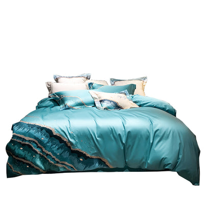 Juego de Cama Lujo Moderno 120 Hilos Algodón Satinado con Bordado Océano - Image 9