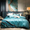 Juego de Cama Lujo Moderno 120 Hilos Algodón Satinado con Bordado Océano