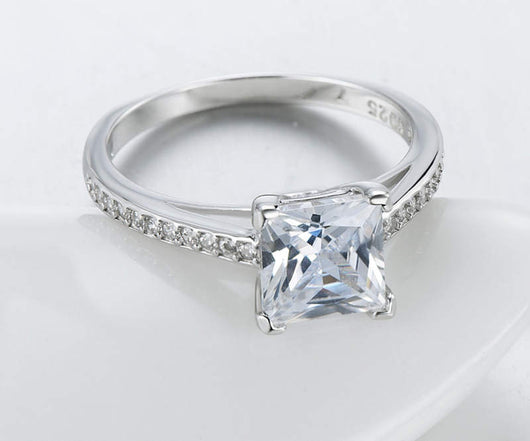 Anillo de Plata Plateado con Platino y Diamante - Lujo Clásico - Image 7