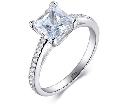 Anillo de Plata Plateado con Platino y Diamante - Lujo Clásico - Image 9