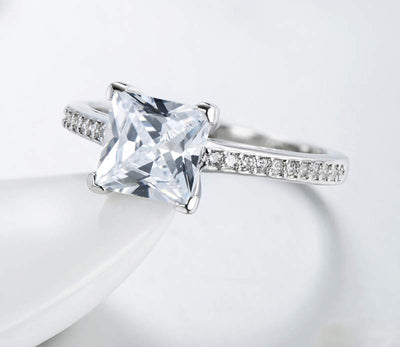 Anillo de Plata Plateado con Platino y Diamante - Lujo Clásico - Image 10