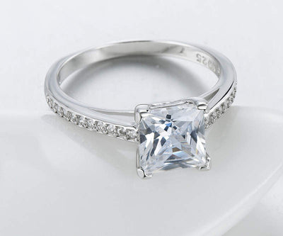 Anillo de Plata Plateado con Platino y Diamante - Lujo Clásico - Image 5
