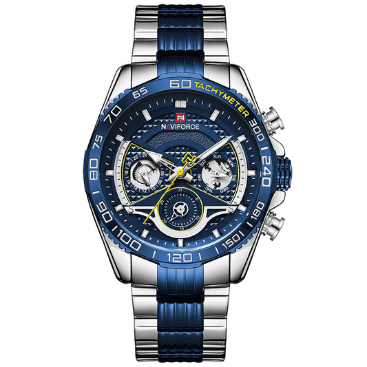 Reloj Deportivo para Hombre Acero Inoxidable con Calendario y 6 Pulsadores