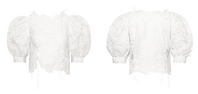 Blusa Retro Coreana con Mangas Abullonadas y Bordado Floral en Organza Calada - Image 8