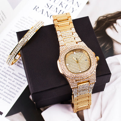 Juego de Reloj de Moda Diamond Hot con Pulsera para Hombre y Mujer - Image 13