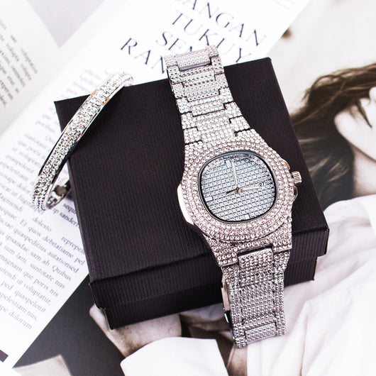 Juego de Reloj de Moda Diamond Hot con Pulsera para Hombre y Mujer - Image 6