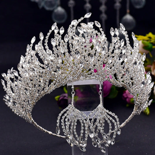 Corona de Novia Plateada con Cristales Brillantes - Tocado Elegante para Bodas - Image 9