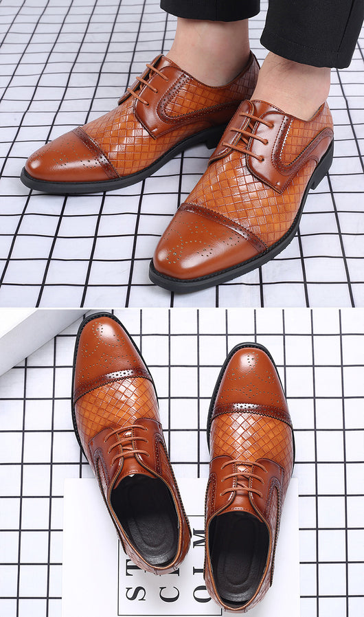Zapatos Formales de Cuero Tejido Estilo Europeo Talla Grande para Hombre - Image 29