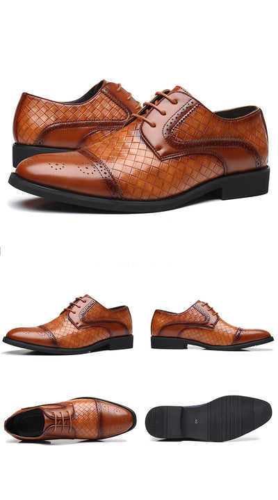 Zapatos Formales de Cuero Tejido Estilo Europeo Talla Grande para Hombre - Image 25