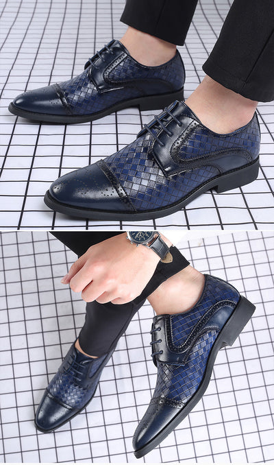Zapatos Formales de Cuero Tejido Estilo Europeo Talla Grande para Hombre - Image 26