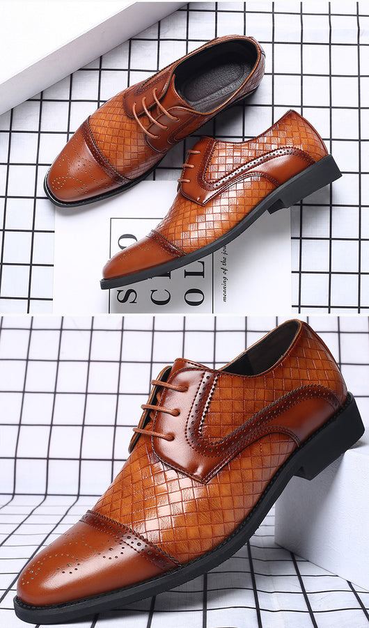Zapatos Formales de Cuero Tejido Estilo Europeo Talla Grande para Hombre - Image 33