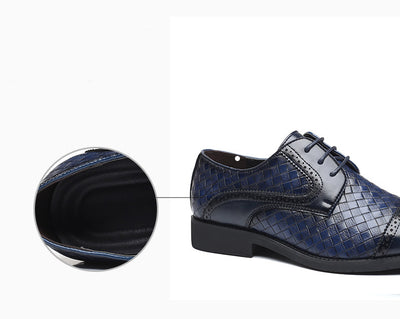 Zapatos Formales de Cuero Tejido Estilo Europeo Talla Grande para Hombre - Image 37