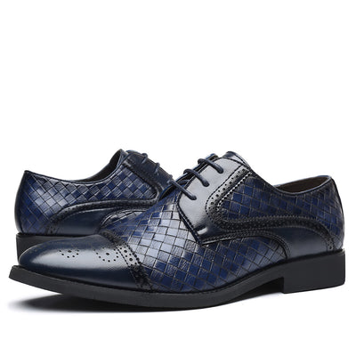Zapatos Formales de Cuero Tejido Estilo Europeo Talla Grande para Hombre - Image 34