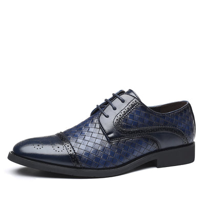 Zapatos Formales de Cuero Tejido Estilo Europeo Talla Grande para Hombre - Image 39