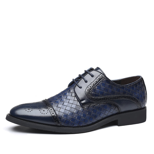 Zapatos Formales de Cuero Tejido Estilo Europeo Talla Grande para Hombre - Image 39