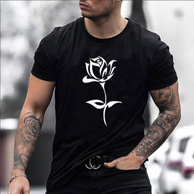 Camiseta Estampado Rosas Hombre - Diseño Europeo y Americano - Image 8