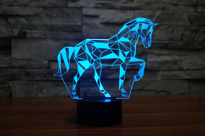 Caballo 3D con Luz LED Táctil y Visión Colorida