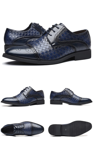 Zapatos Formales de Cuero Tejido Estilo Europeo Talla Grande para Hombre - Image 3