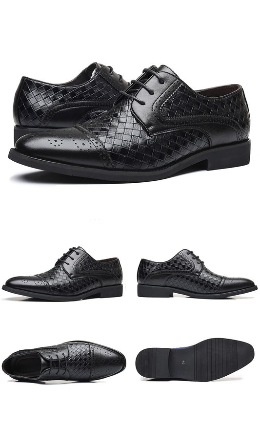Zapatos Formales de Cuero Tejido Estilo Europeo Talla Grande para Hombre - Image 2