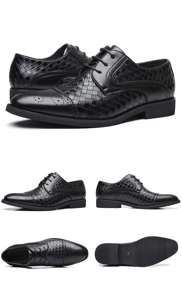 Zapatos Formales de Cuero Tejido Estilo Europeo Talla Grande para Hombre