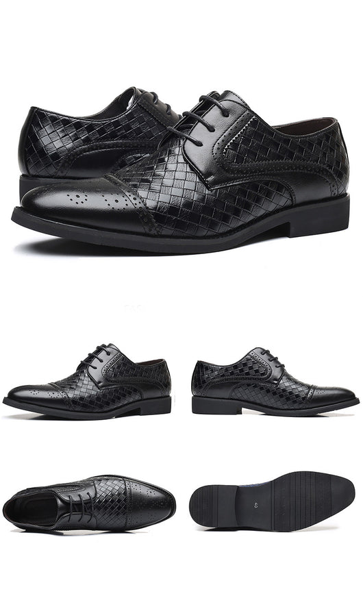 Zapatos Formales de Cuero Tejido Estilo Europeo Talla Grande para Hombre - Image 2