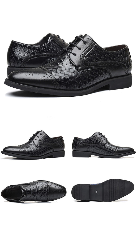 Zapatos Formales de Cuero Tejido Estilo Europeo Talla Grande para Hombre