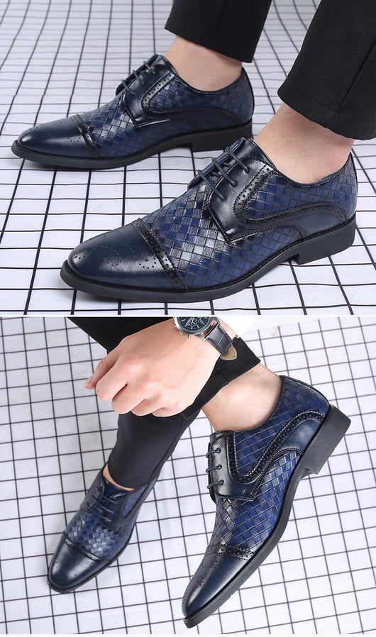 Zapatos Formales de Cuero Tejido Estilo Europeo Talla Grande para Hombre - Image 7