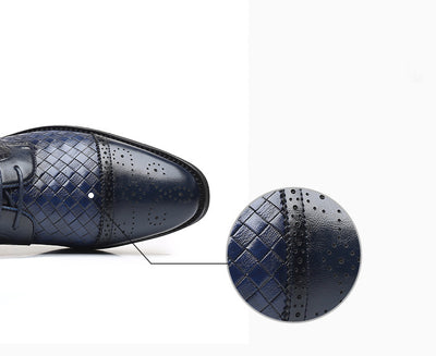 Zapatos Formales de Cuero Tejido Estilo Europeo Talla Grande para Hombre - Image 13