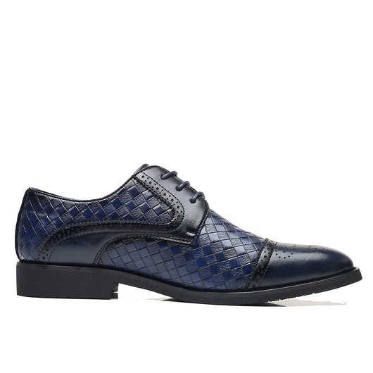 Zapatos Formales de Cuero Tejido Estilo Europeo Talla Grande para Hombre - Image 14