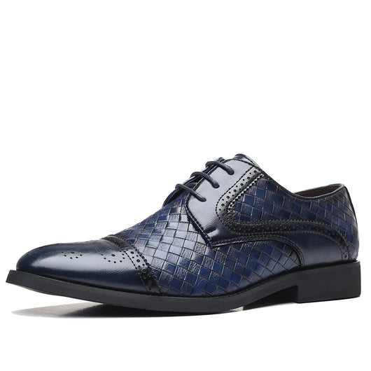 Zapatos Formales de Cuero Tejido Estilo Europeo Talla Grande para Hombre - Image 15