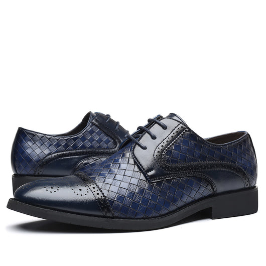 Zapatos Formales de Cuero Tejido Estilo Europeo Talla Grande para Hombre - Image 16