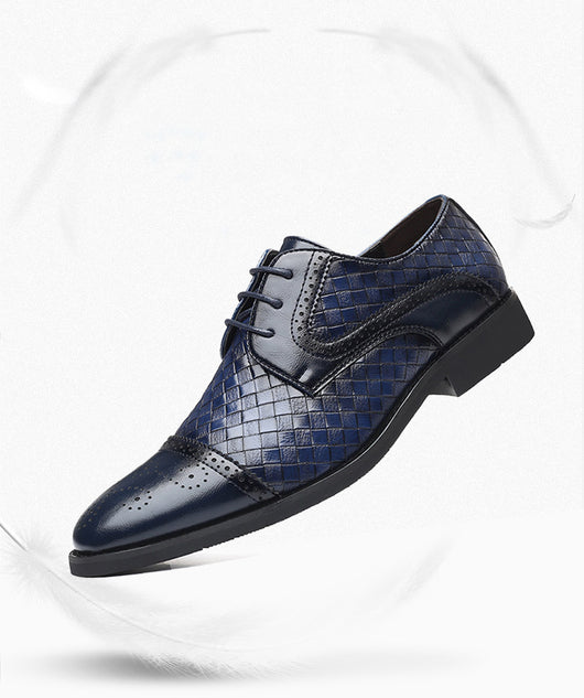 Zapatos Formales de Cuero Tejido Estilo Europeo Talla Grande para Hombre - Image 11