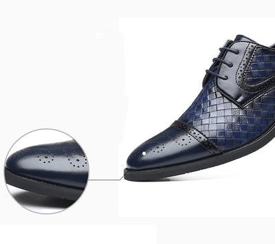 Zapatos Formales de Cuero Tejido Estilo Europeo Talla Grande para Hombre - Image 23