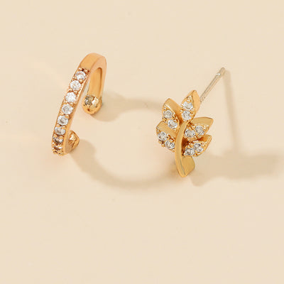 Aretes de Estrella y Diamante Pequeño, Diseño Geométrico con Perla y Circonia sin Perforación - Image 30