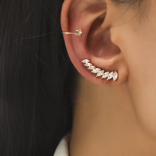 Aretes de Estrella y Diamante Pequeño, Diseño Geométrico con Perla y Circonia sin Perforación - Image 35