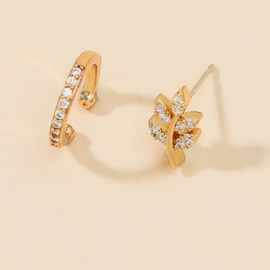 Aretes de Estrella y Diamante Pequeño, Diseño Geométrico con Perla y Circonia sin Perforación - Image 4