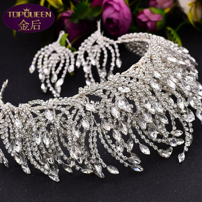 Corona de Novia Plateada con Cristales Brillantes - Tocado Elegante para Bodas - Image 5