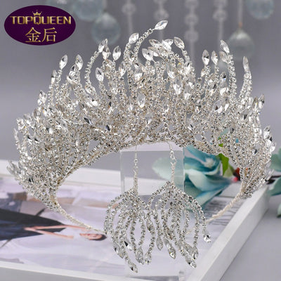 Corona de Novia Plateada con Cristales Brillantes - Tocado Elegante para Bodas - Image 4