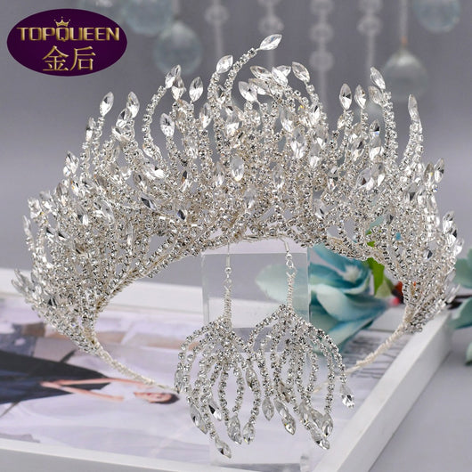 Corona de Novia Plateada con Cristales Brillantes - Tocado Elegante para Bodas - Image 4