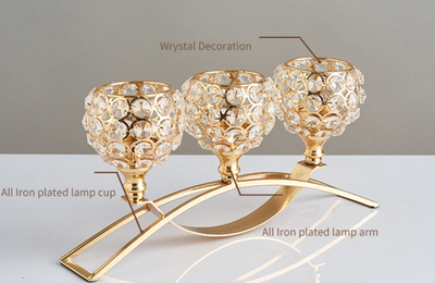 Portavelas Geométrico de Hierro Forjado - Decoración Elegante de Cristal - Image 2