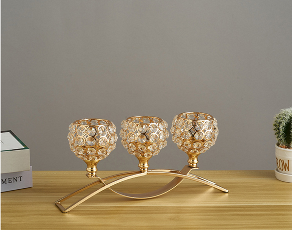 Portavelas Geométrico de Hierro Forjado - Decoración Elegante de Cristal